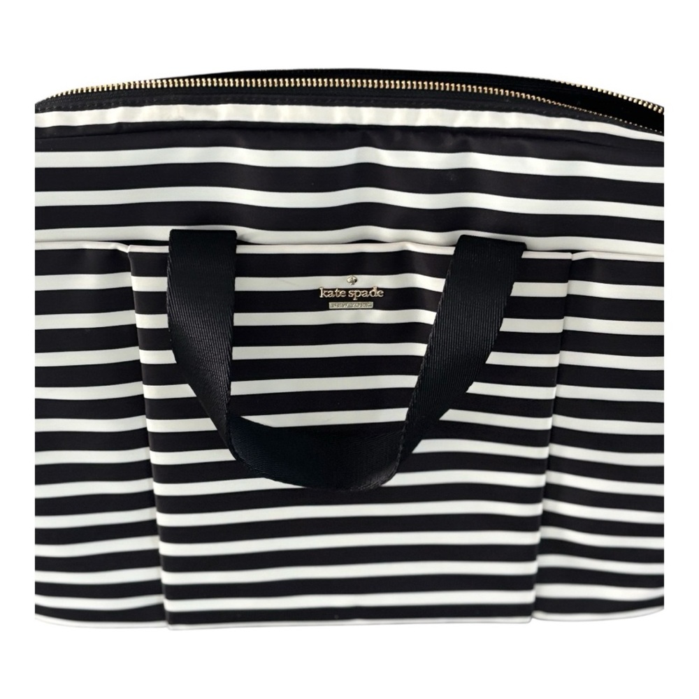 Kate Spade Black and White Striped Laptop Bag